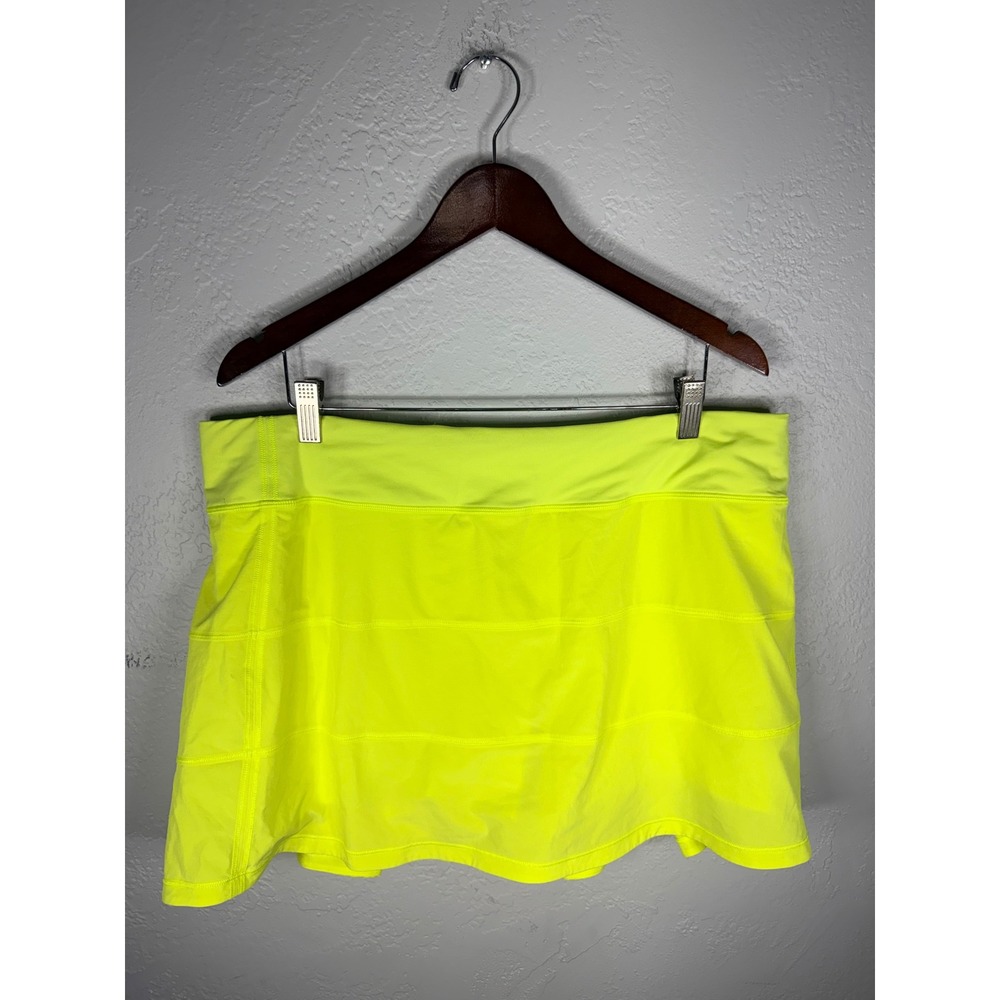 Lululemon Pace Rival Mid-Rise Skirt Tall 15" Electric Lemon Neon Size 14 NWOT